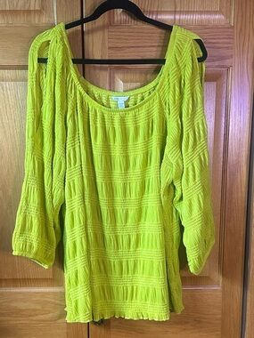 Cato smocked blouse with sleeve cutouts